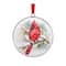 12ct. Watercolor Cardinal & Pine Metal Ornaments